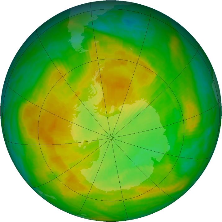 Antarctic ozone map for 20 November 1988